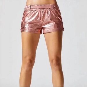 NWT Beach Riot Sport Metallic Pink Rose Gold‎ Shorts * Barbie * small